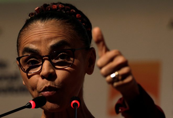 Pre-candidate for Brazil's Presidency Marina Silva attends a general meeting of the National Front of Mayors in Niteroi, Brazil May 8, 2018. REUTERS/Ricardo Moraes