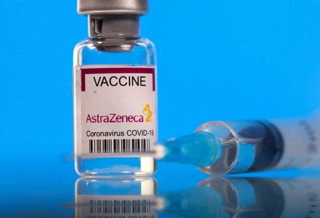 FILE PHOTO: A vial labelled with the AstraZeneca coronavirus disease (COVID-19) vaccine is seen in this illustration picture taken March 19, 2021. REUTERS/Dado Ruvic/Illustration/File Photo