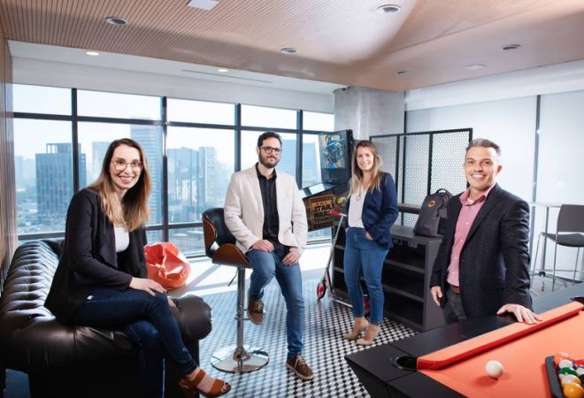 Fundadores da Pismo Juliana Motta, Ricardo Josua, Daniela Binatti, Marcelo Parise: