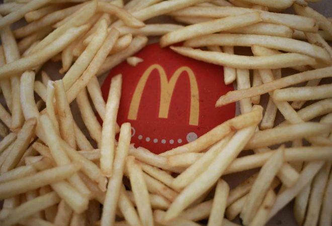 French fries arranged at a McDonald's Corp. fast food restaurant in Louisville, Kentucky, U.S., on Friday, Oct. 22, 2021. McDonald's Corp. is scheduled to release earnings figures on October 27. Photographer: Luke Sharrett/Bloomberg