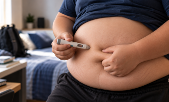 Autoinjeção abdominal no quarto