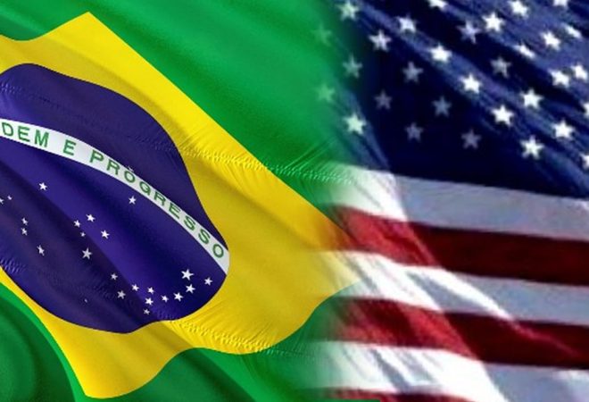 Bandeira Brasil e Estados Unidos