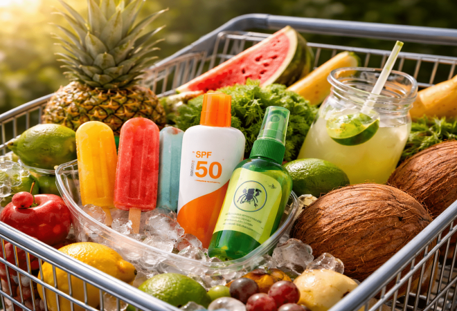 Carrinho de compras no verão