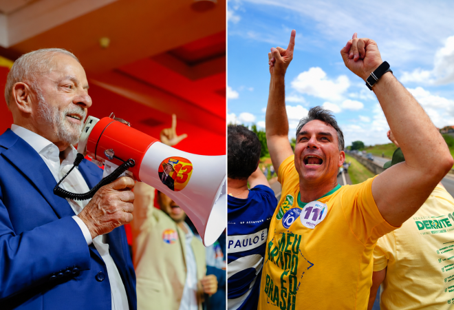 Comício dividido entre megafone e vitória