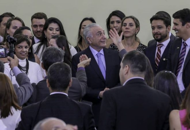 Presidente Michel Temer durante encontro com servidores da Presidência da República, no Palácio do Planalto.