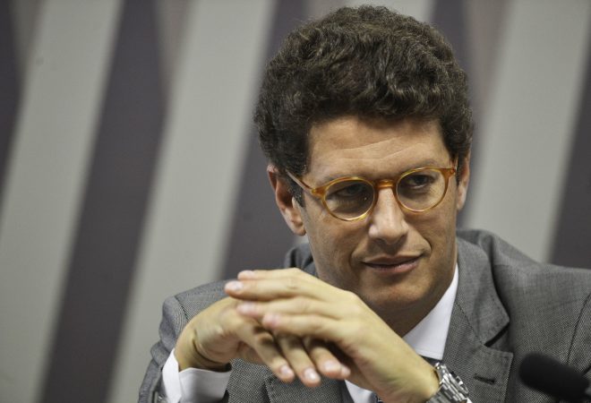 O ministro do Meio Ambiente, Ricardo Salles, participa de reunião da Comissão de Meio Ambiente do Senado para apresentar as diretrizes e os programas prioritários da pasta.