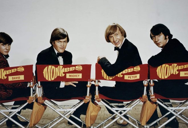 Left to right: The Monkees' Davy Jones, Mickey Dolenz, Peter Tork and Mike Nesmith, circa 1970. Jones died in 2012.