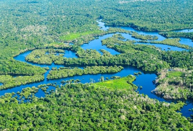 Aerial view of the Amazon Rainforest, near Manaus, the capital of the Brazilian state of Amazonas, Brazil.  Photo by Neil Palmer/CIAT  cifor.org  blog.cifor.org  If you use one of our photos, please credit it accordingly and let us know. You can reach us through our Flickr account or at: cifor-mediainfo@cgiar.org and m.edliadi@cgiar.org