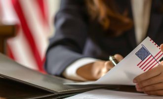 American flag on top of American Passports