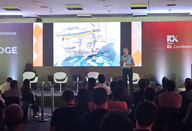 Amyr Klink fala sobre a importância do planejamento estratégico durante a 2ª edição da Feiconference durante a FEICON. Foto: Divulgação