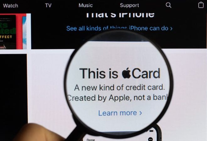 This is Apple Card text under magnifying glass