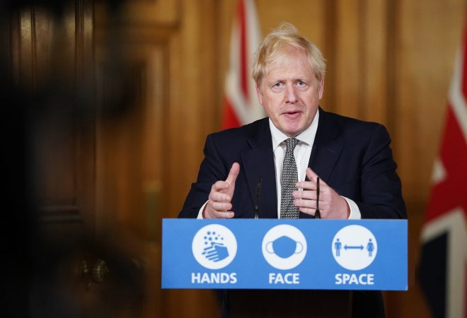31/10/2020. London, United Kingdom. Prime Minister Boris Johnson holds a Covid-19 Press Conference with Chief Scientific Adviser, Sir Patrick Vallance and Chief Medical Officer, Professor Chris Whitty, in 10 Downing Street. Picture by Pippa Fowles / No 10 Downing Street