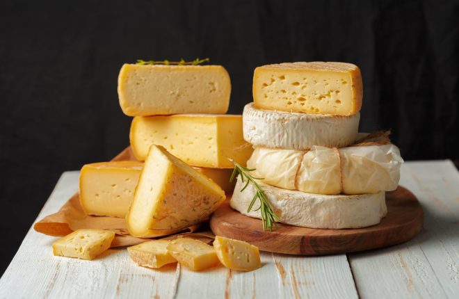 cheese on wooden table