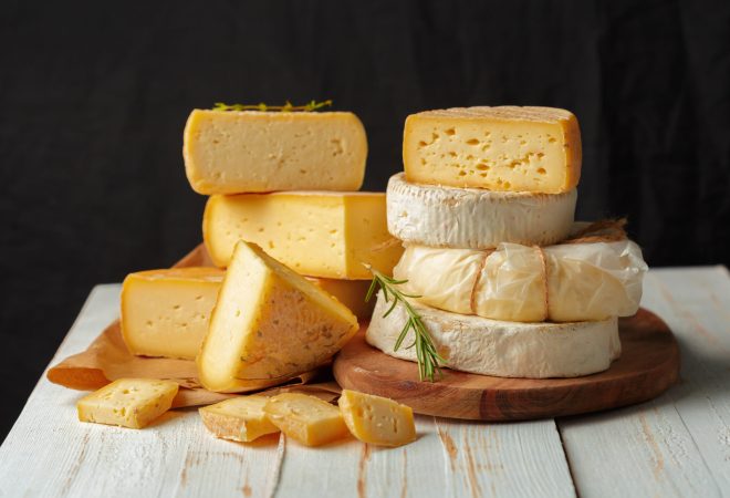 cheese on wooden table