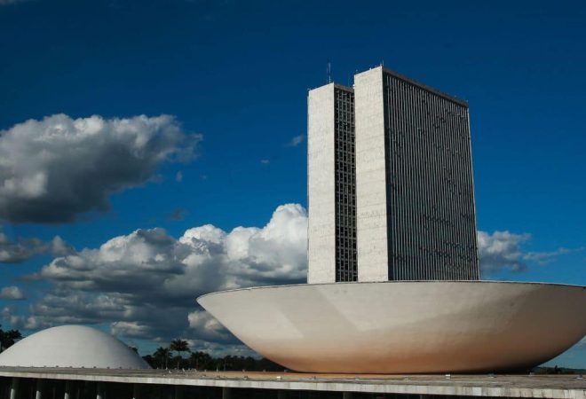 A cúpula menor, voltada para baixo, abriga o Plenário do Senado Federal. A cúpula maior, voltada para cima, abriga o Plenário da Câmara dos Deputados.