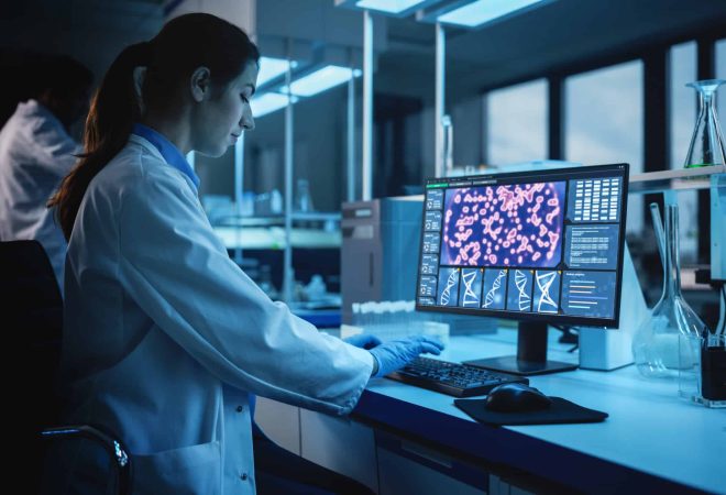 Modern,Medical,Research,Laboratory:,Portrait,Of,Female,Scientist,Working,On