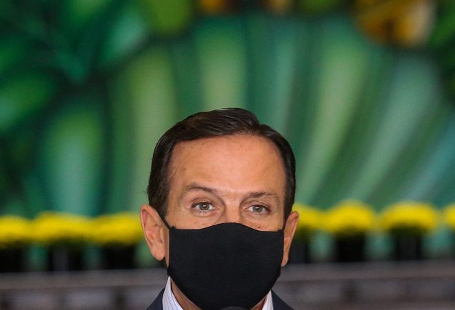 São Paulo SP 24 02 2021 O Governador do Estado de São Paulo João Doria durante Coletiva de Imprensa com Área do Governo e Área da Saúde. Anunciodurante coletiva que o Estado de São Paulo terá toque de recolher das 11hs  as 05 da manhã a partir de sexta feira dia 26 foto Sergio Andrade