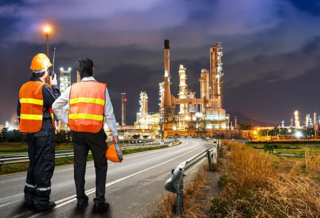 equipe-de-engenheiros-uniformizados-faz-pesquisa-de-seguranca-da-industria-de-refino-de-petroleo_90839-1472