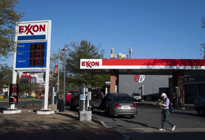 UNITED STATES - APRIL 9: An Exxon gas station is pictured in Washington on Thursday, April 9, 2020. (Photo by Caroline Brehman/CQ-Roll Call, Inc via Getty Images)