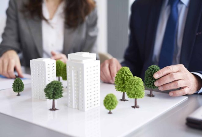 Shot of architectural model on the table in the office