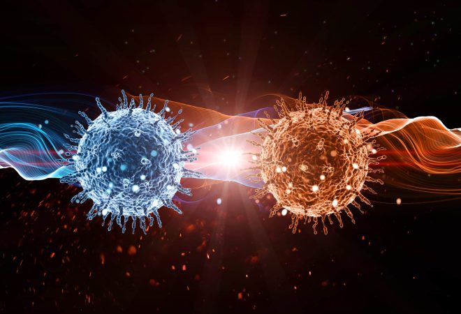 3D render of a medical background with abstract virus cells