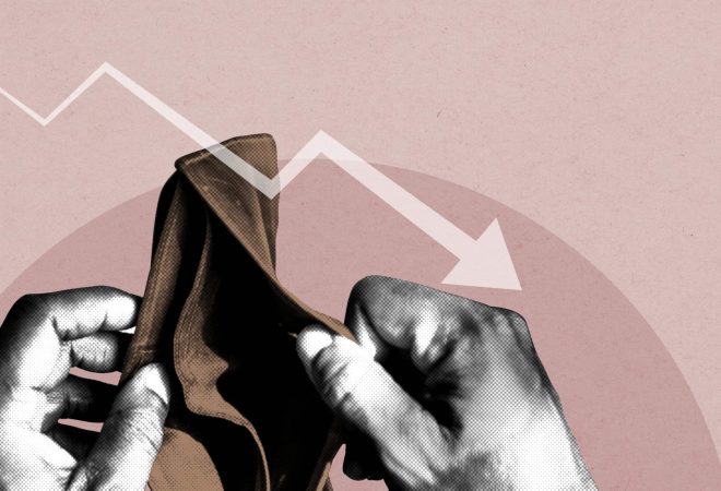 Empty wallet due to coronavirus economic impact social banner illustration