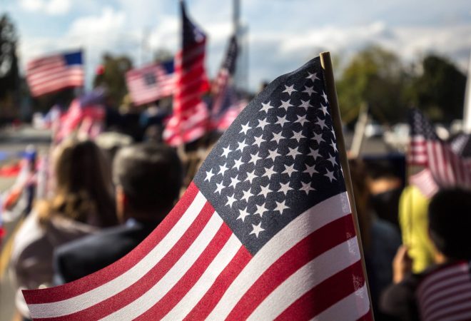 USA flag with rod