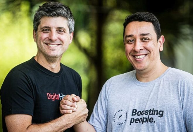 Sebastian Mackinlay, CEO da Digital House no Brasil, e Robson Marques, CEO da Roocketseat