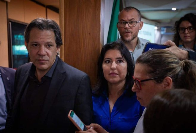 Brasília, 31/08/2023, Os ministros da Fazenda, Fernando Haddad, e do Planejamento e Orçamento, Simone Tebet, fizeram um pronunciamento à imprensa sobre a entrega do Projeto de Lei Orçamentária Anual (PLOA). Foto: Washington Costa/MPO