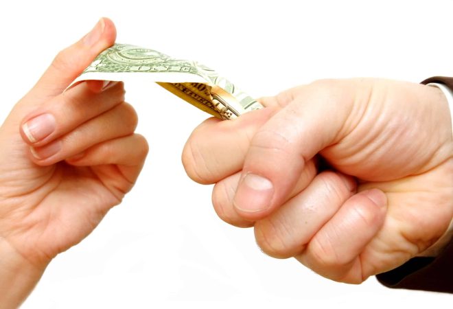 Fight for money concept. Isolated on white