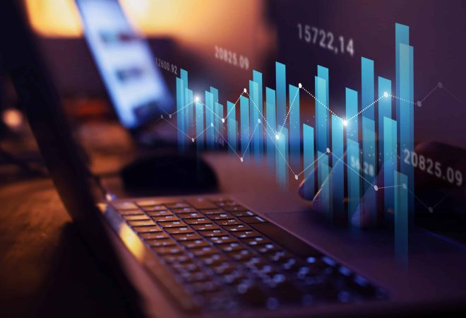 growth in business and finance, growing graphs and charts with statistics and digits