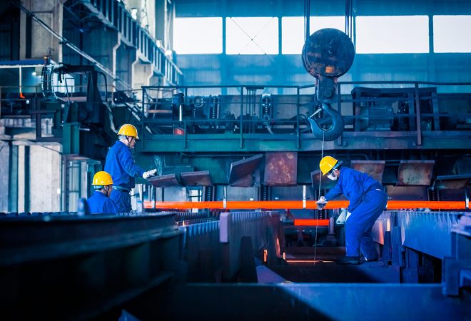 interior view of a steel factory,steel industry in city of China.