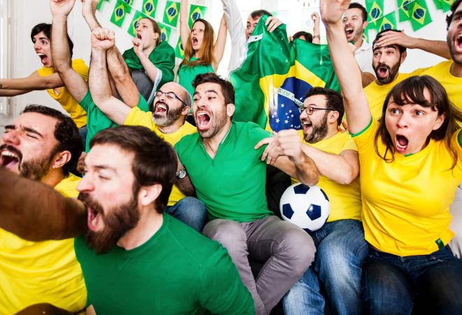 Brazillian supporters celebrating a goal