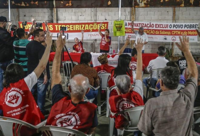 São Paulo SP 02/10/2023 .Assembleia no Sindicato dos Metroviários para avaliação da greve (Rua Serra do Japi, 16 – Tatuapé).  Foto: Paulo Pinto/Agência Brasil