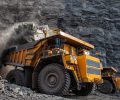 mining truck in a coal mine loading coal