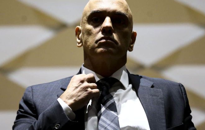 O presidente do TSE, Alexandre de Moraes, durante cerimônia de posse do diretor-geral da PF, na sede da corporação, em Brasília.