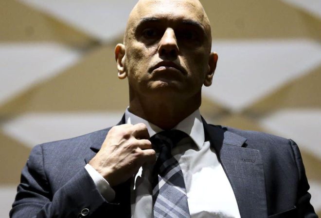 O presidente do TSE, Alexandre de Moraes, durante cerimônia de posse do diretor-geral da PF, na sede da corporação, em Brasília.