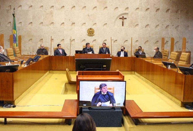 Posse de Nunes Marques como ministro do STF. Foto: Nelson Jr./SCO/STF (05/11/2020)