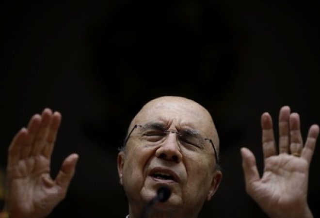 Ministro da Fazenda, Henrique Meirelles, durante coletiva de imprensa em Brasília, Distrito Federal
