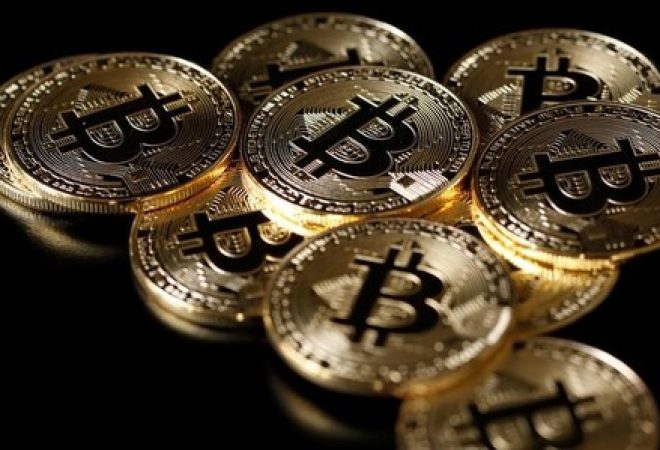 Ilustrações da moeda virtual bitcoin