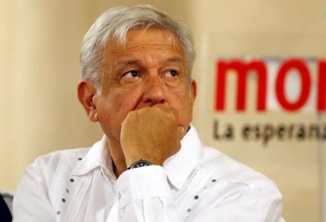 Candidato à Presidência do México Andrés Manuel López Obrador, durante coletiva de imprensa na Cidade do México