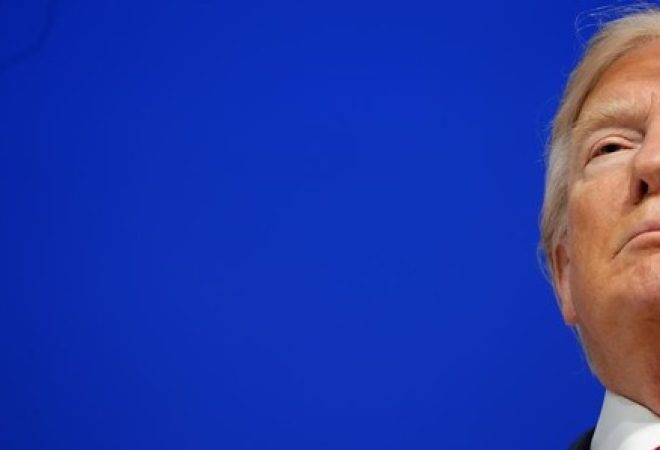 Presidente dos Estados Unidos, Donald Trump, durante Fórum Econômico Mundial em Davos, na Suíça