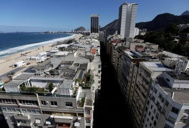 Visão área de prédios no Leme, Rio de Janeiro