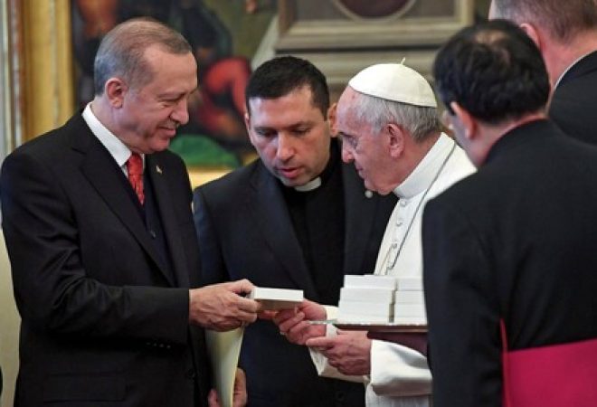 Papa Francisco encontra com presidente turco, Tayyip Erdogan, no Vaticano