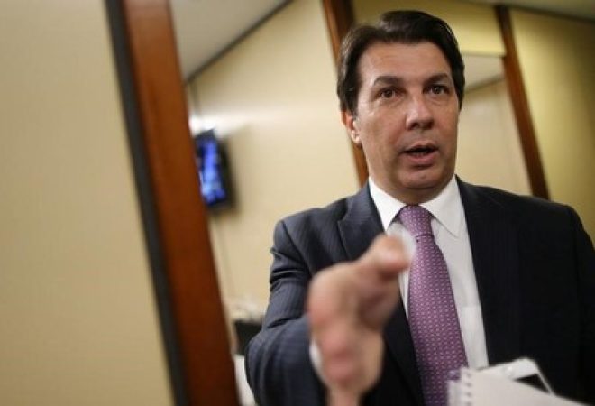 Congressman Maia, rapporteur for the pension reform, talks with journalists in Brasilia
