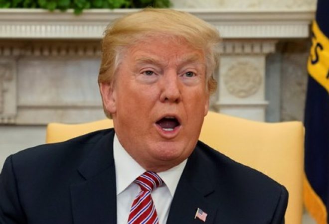 Presidente Donald Trump durante coletiva de imprensa na Casa Branca