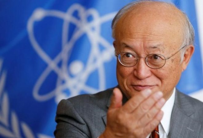 Secretário-geral da Agência Internacional de Energia Atômica (AIEA) , Yukiya Amano, durante entrevista com a Reuters em Viena, na Áustria