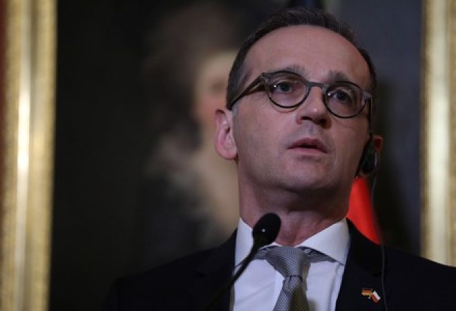 Ministro das Relações Exteriores da Alemanha, Heiko Maas, em Varsóvia, na Polônia