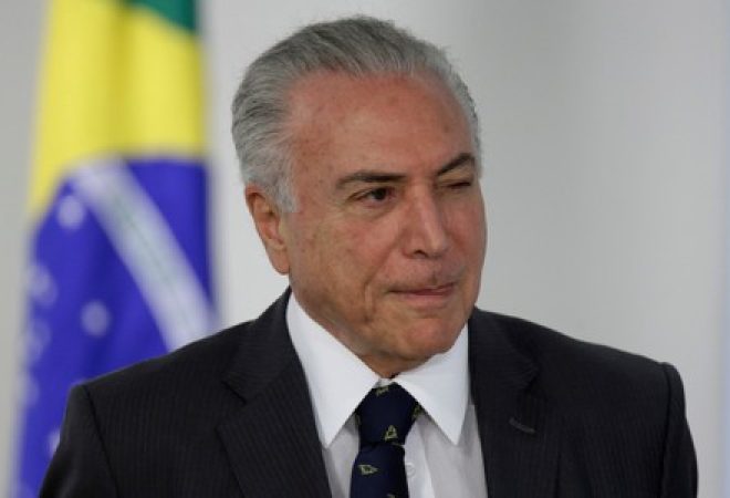 Presidente do Brasil, Michel Temer em cerimônia no Palácio do Planalto, em Brasília, Brasil