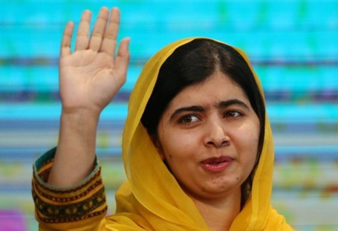 Malala Yousafza, vencedora do prêmio Nobel da Paz, durante evento na Cidade do México